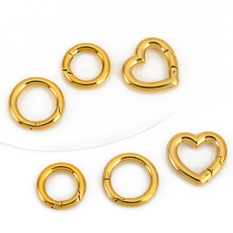 Jewelry Making Rings - 2 Stück Edelstahl-Verschlüsse, Herz, runder Ring,