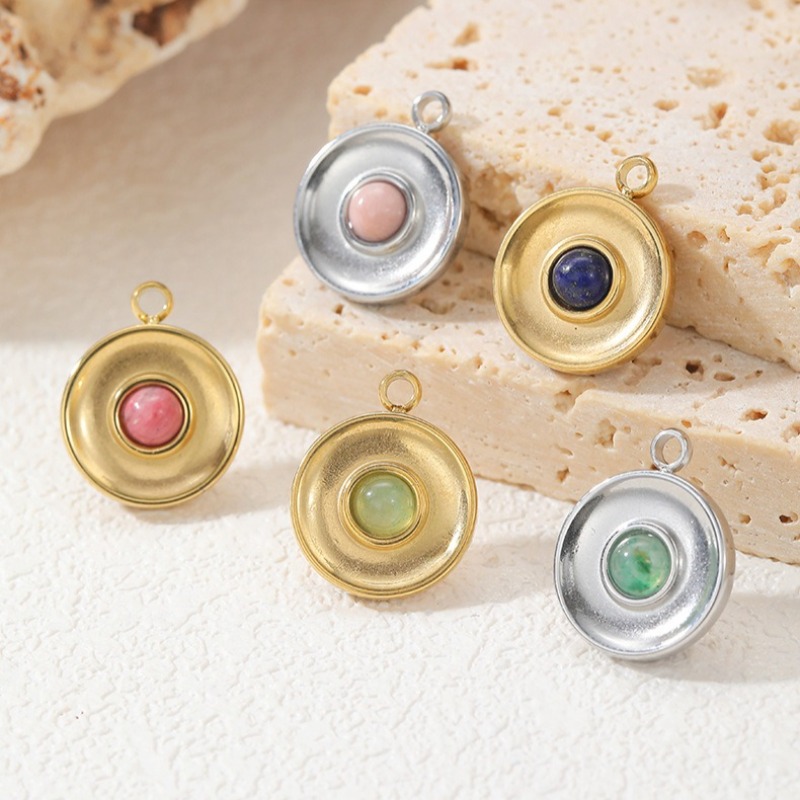 Jewelry Making Michaels - 6 Stück Mini-Stein-Cabochon-Anhänger, Doppelrillen-Scheibe, 14K Gold,