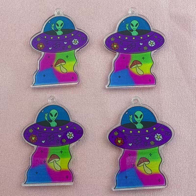 Jewelry Making Accessories - 10 Stück Grenzüberschreitend Beliebte Lustige Acryl-Alien-Figuren-Anhänger