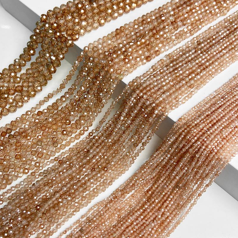 Seed Bead Tube - Champagner natürliche facettierte Zirkon Perlen lose