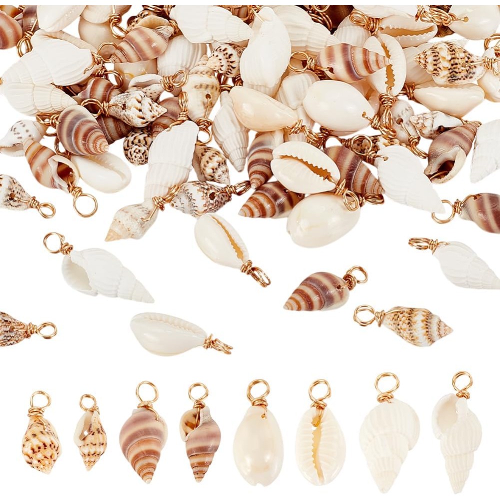 Jewelry Making Tutorials - 100 Stück 4 Stile natürliche Muschel-Charms-Anhänger