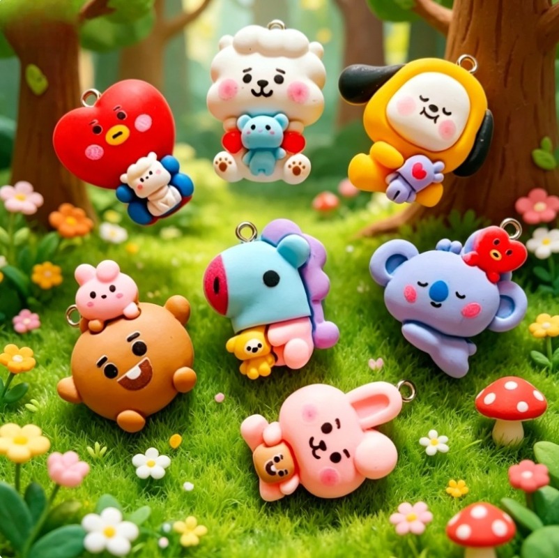 7 Stück BT21 Harz-Cartoon-Anhä – Jewelry Making Accessories Bewertung und Preis