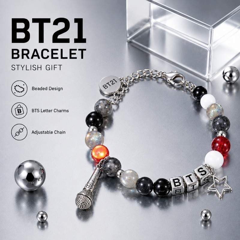 BT21 Schwarz-Rotes Perlenarmba – Jewelry Making Accessories Bewertung und Preis