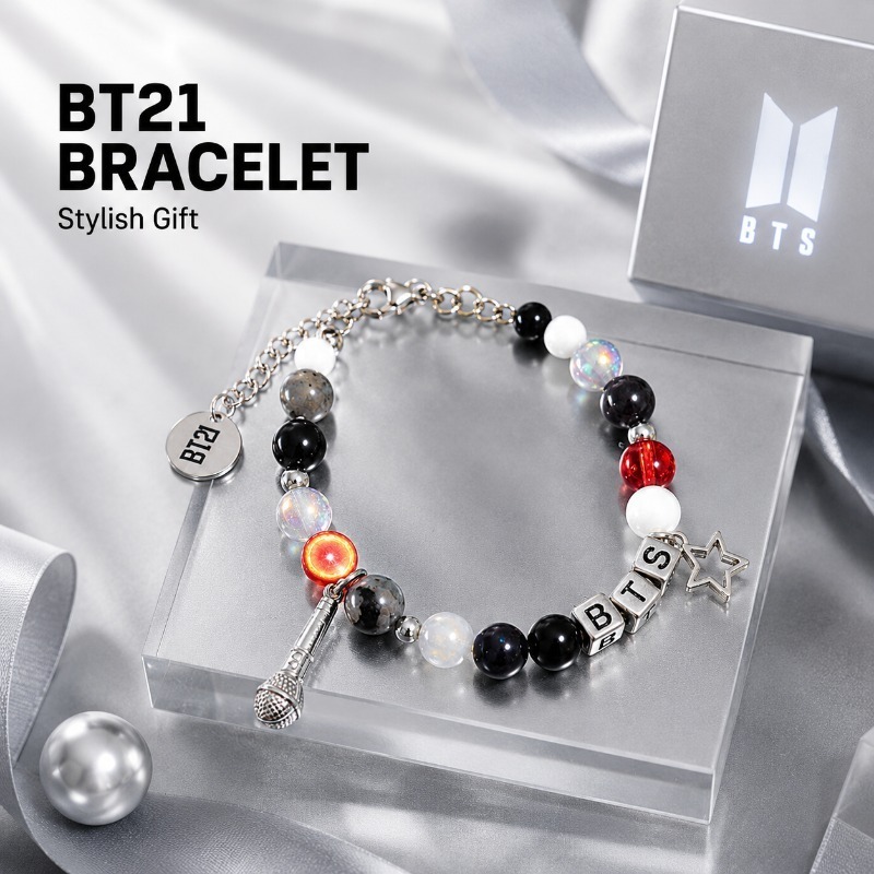BT21 Schwarz-Rotes Perlenarmba – Jewelry Making Accessories Bewertung und Preis