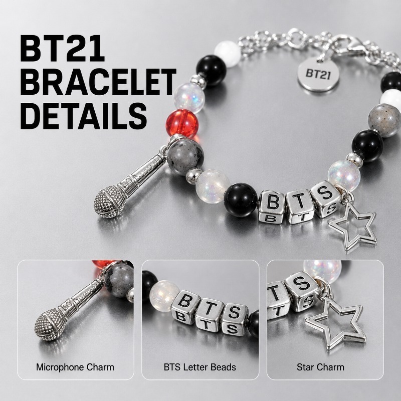 BT21 Schwarz-Rotes Perlenarmba – Jewelry Making Accessories Bewertung und Preis