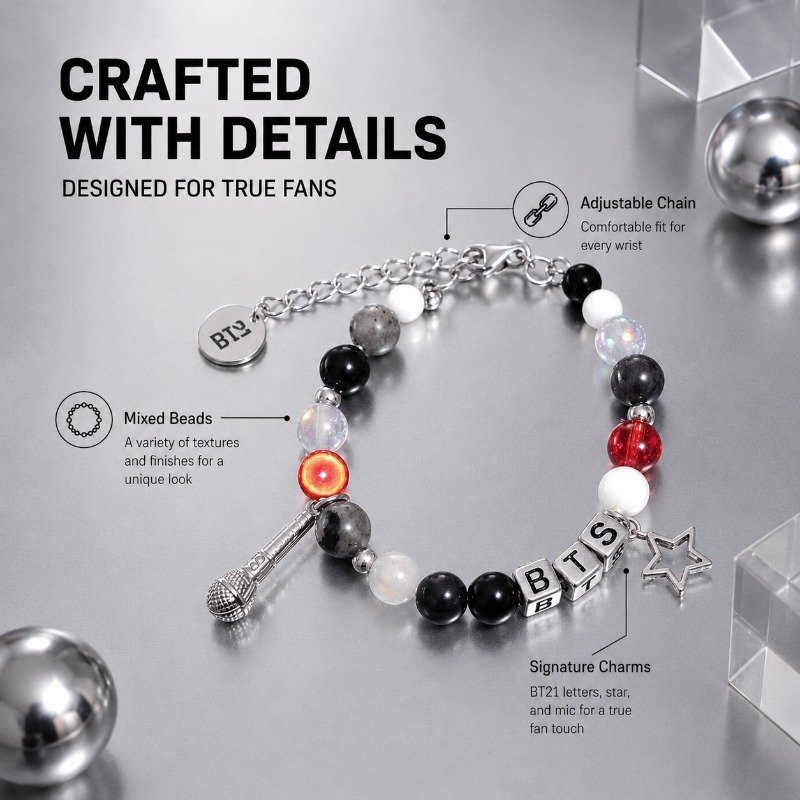 BT21 Schwarz-Rotes Perlenarmba – Jewelry Making Accessories Bewertung und Preis