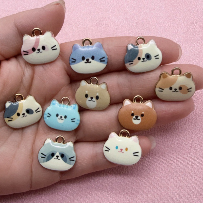 12 Stück bedruckte Katzenkopf- – Jewelry Making Accessories Bewertung und Preis